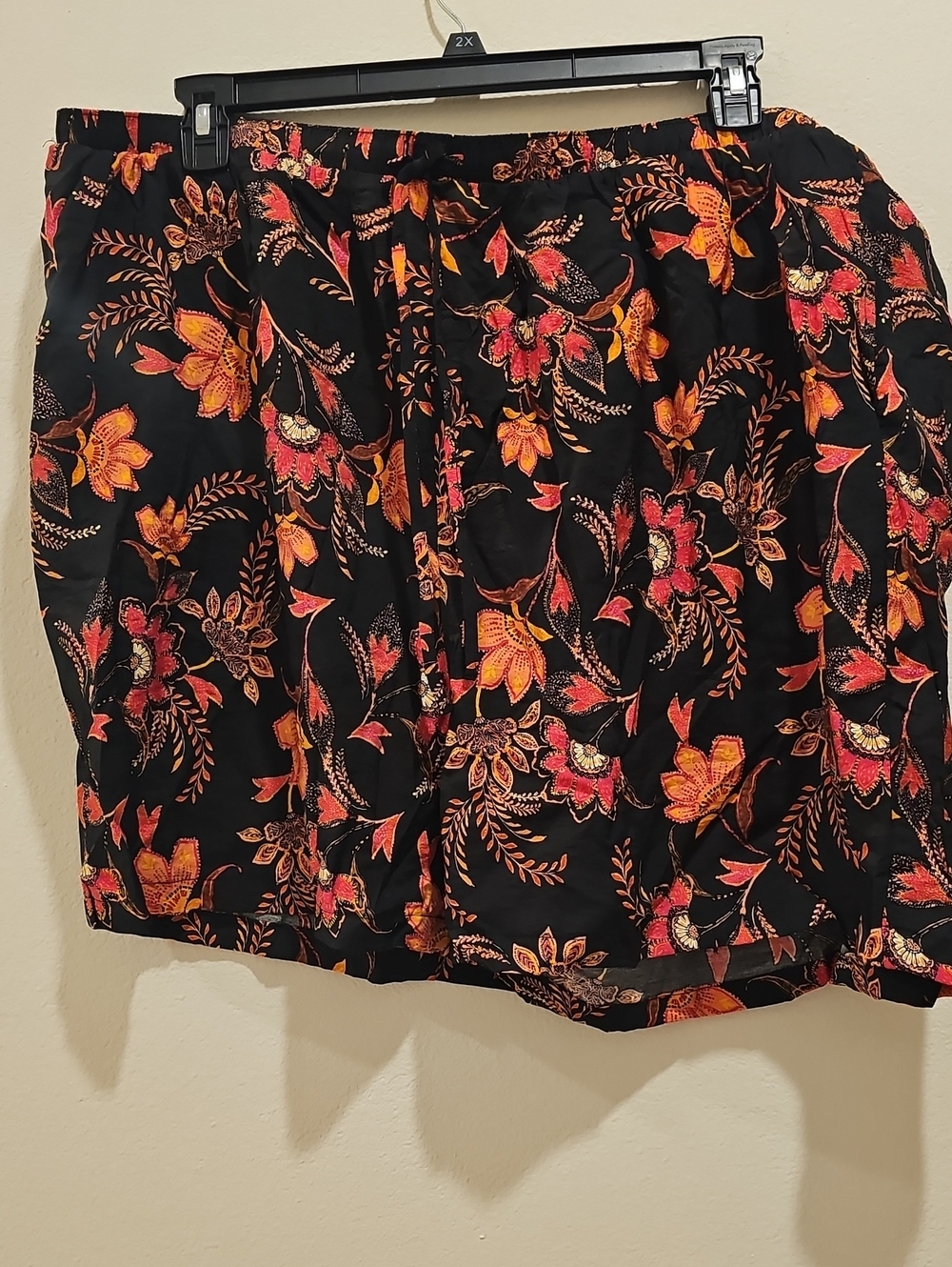 torrid Black High-Waist Shorts with Orange and Pink Floral Print